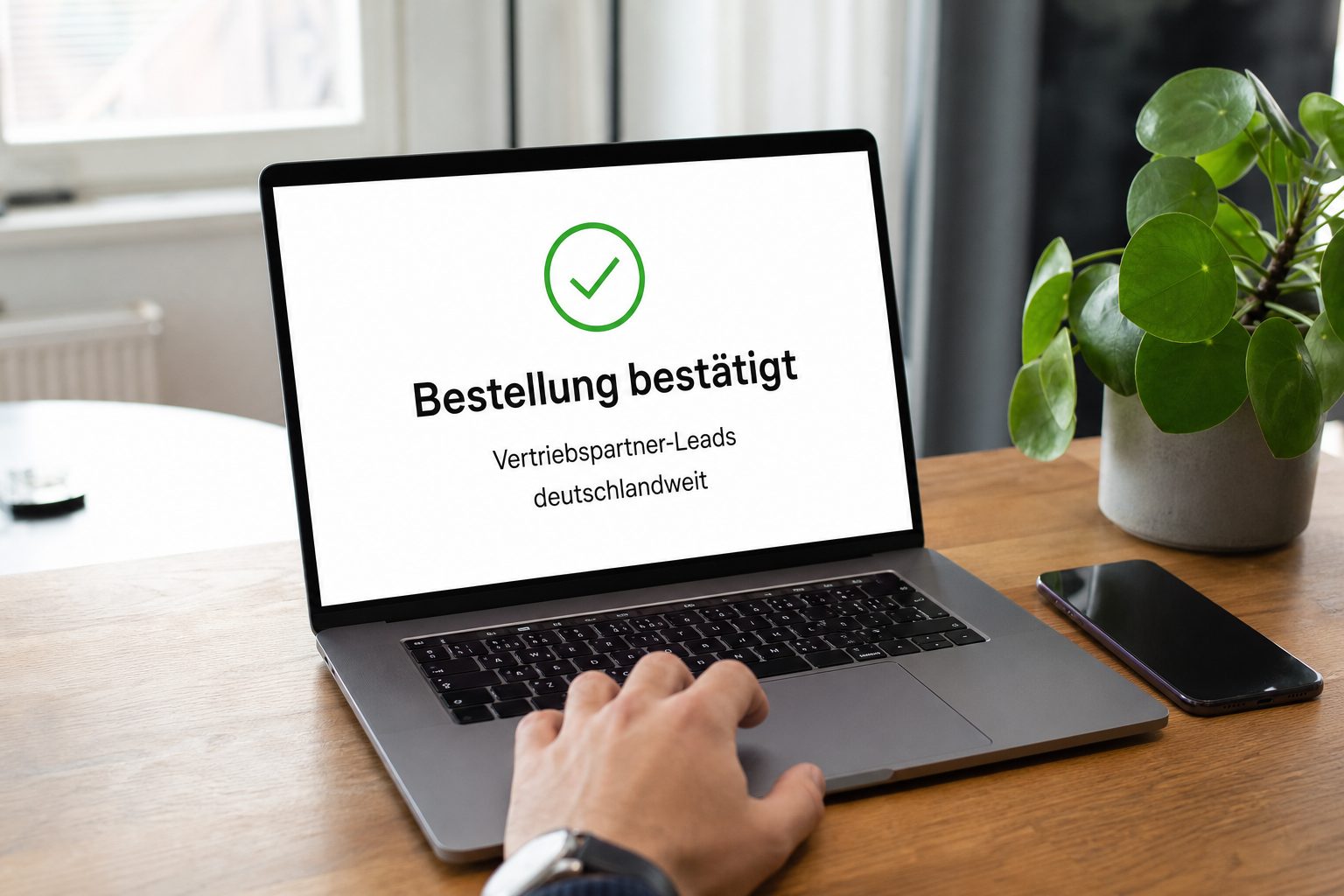 Bestellung wird am Laptop best&auml;tigt